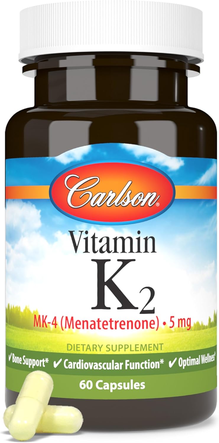 Carlson - Vitamin K2, MK-4 (Menatetrenone) - Bone & Heart Health Supplement - Soy-Free - 180 Capsules
