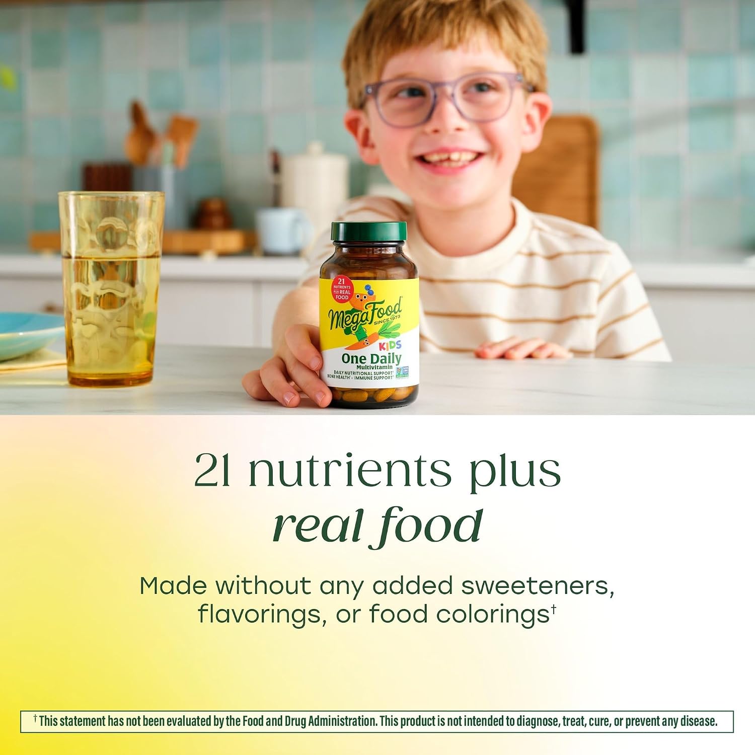 MegaFood Kids One Daily Multivitamin - Mini Tablets with Zinc, Vitamins C, B & D - Vegetarian, Gluten Free, Non GMO - 30 Count