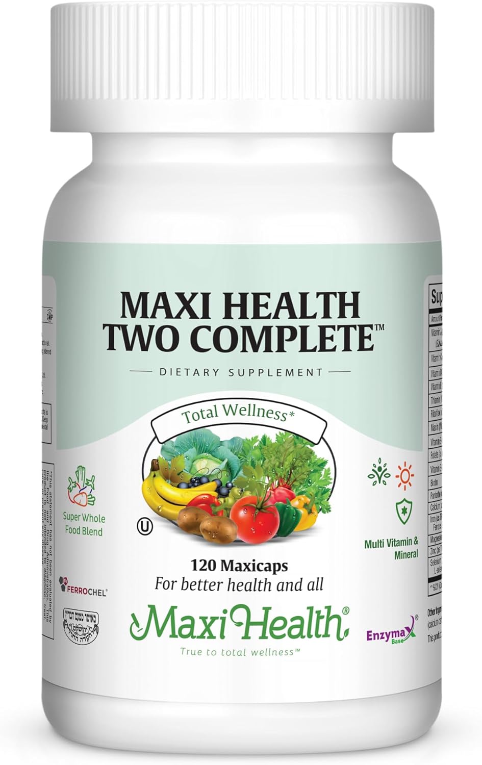 Maxi Health Multivitamin for Men and Women – Complete Daily Vitamins with Minerals – Kosher & Vegan – 120 Capsules