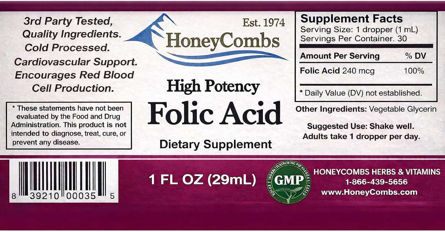 Vitamin B9 (Folic Acid) Liquid Drops – Alcohol-Free, Vegan, Gluten-Free