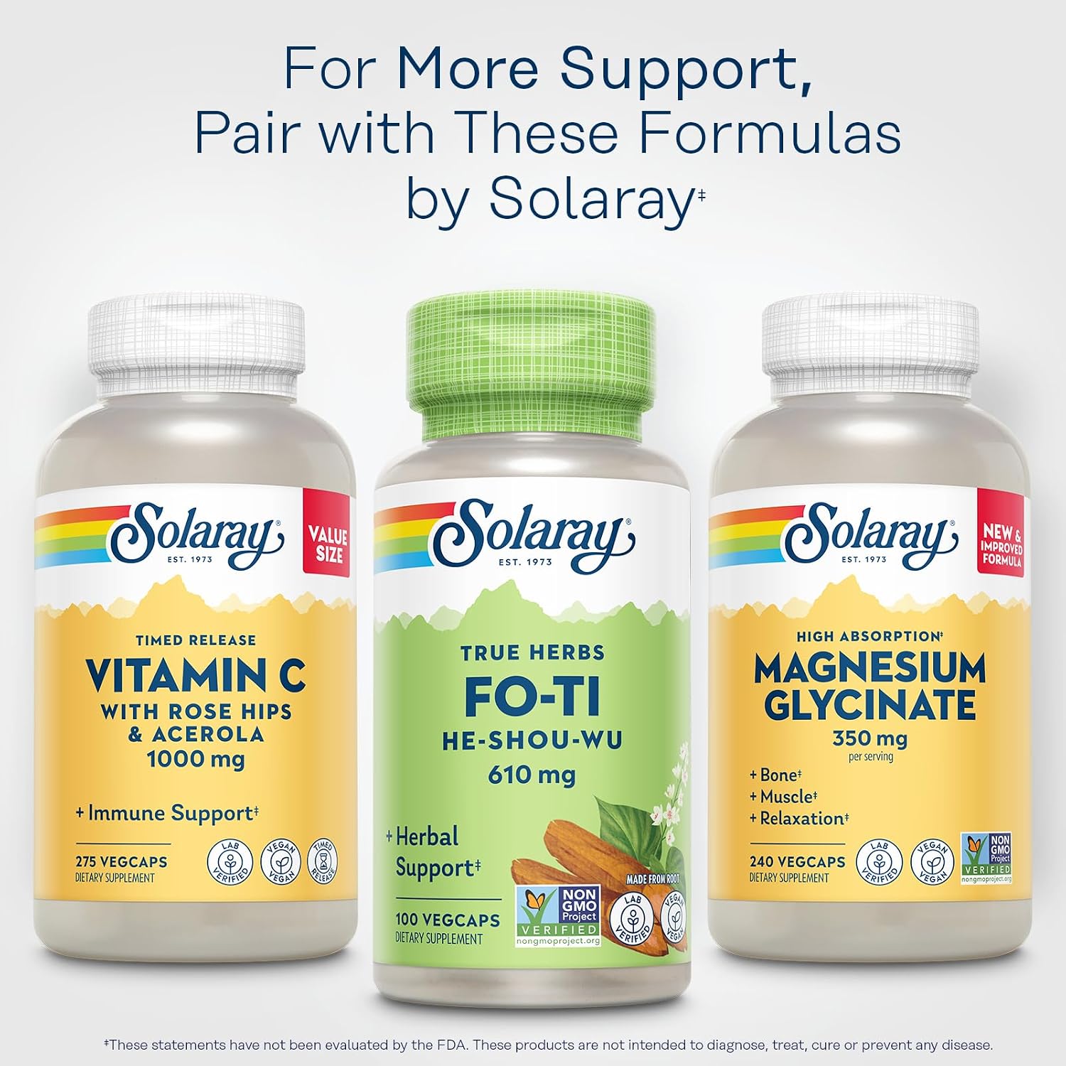 Solaray Fo-Ti Capsules 610 mg - Chinese Herbal Supplement for Men and Women, Vegan & Non-GMO