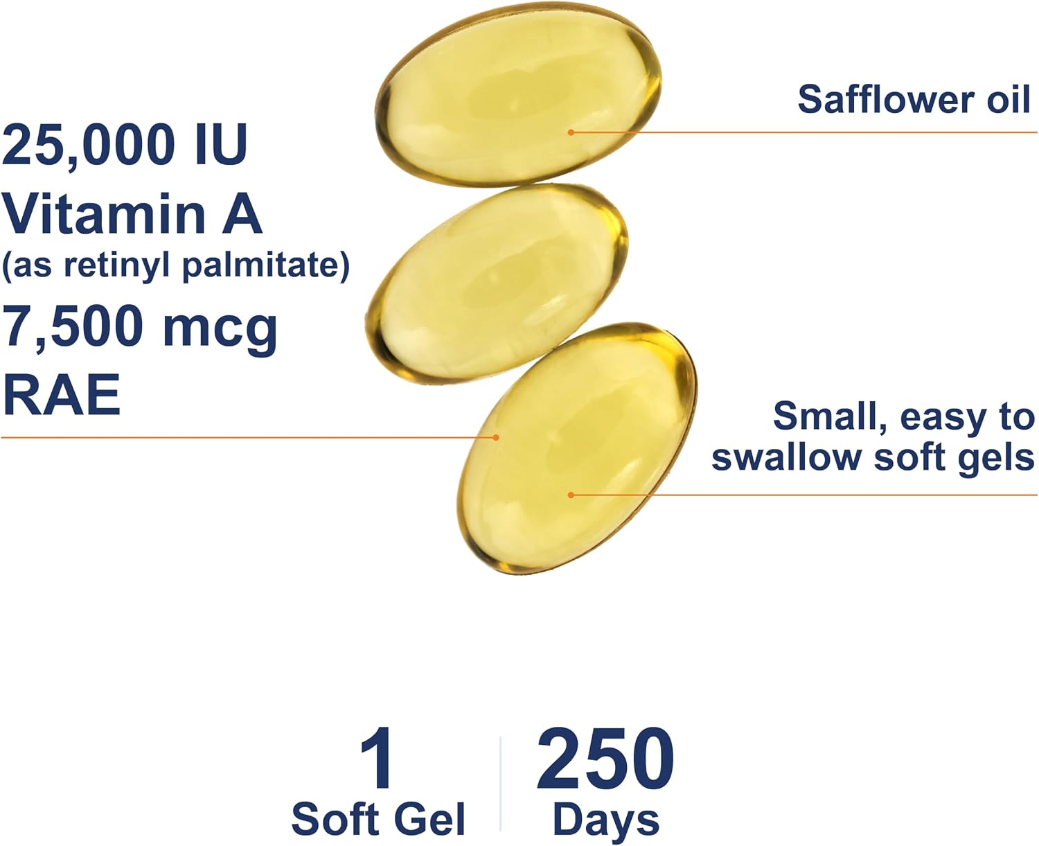 Carlson Vitamin A 25000 IU (7500 mcg RAE) Softgels – Immune Support & Vision Health