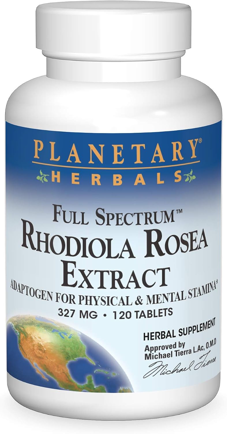 Planetary Herbals Rhodiola Rosea Extract Full Spectrum 327 mg - Adaptogen for Physical and Mental Stamina, 120 Tablets