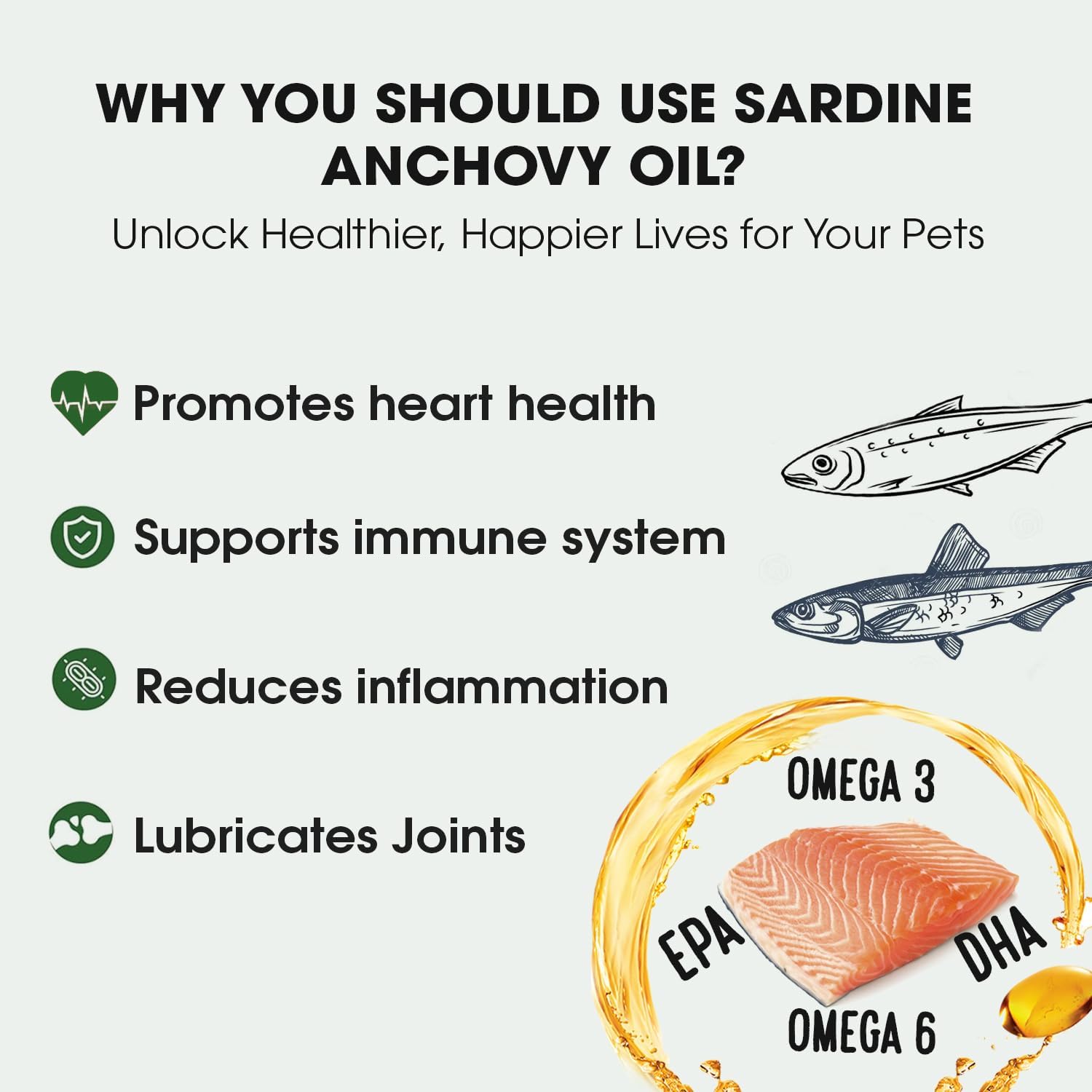 Iceland Pure Sardine Anchovy Oil | Wild-Caught | 1597 mg Omega-3 per Teaspoon | Pharmaceutical Grade | for Dogs and Cats | BPA-Free Brushed Aluminium Bottle with Pump (8.75 oz)