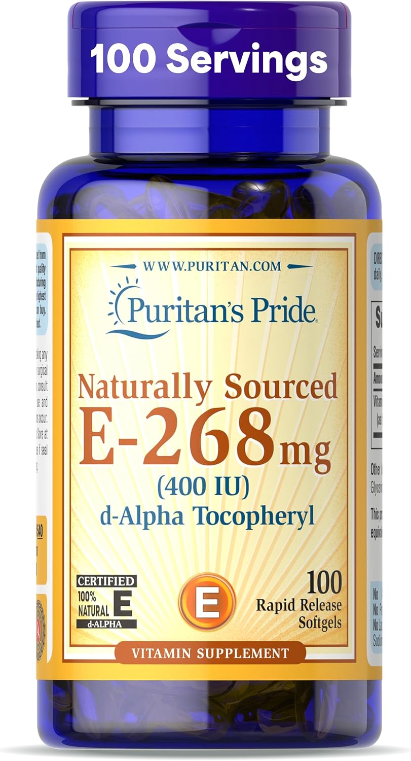 Puritan's Pride Vitamin E 400IU (268 mg) D-Alpha Tocopheryl, 100 Rapid Release Softgels