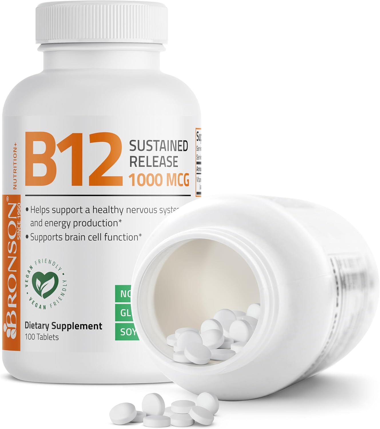Bronson Vitamin B12 1000 mcg Sustained Release Tablets – Non-GMO, Vegan