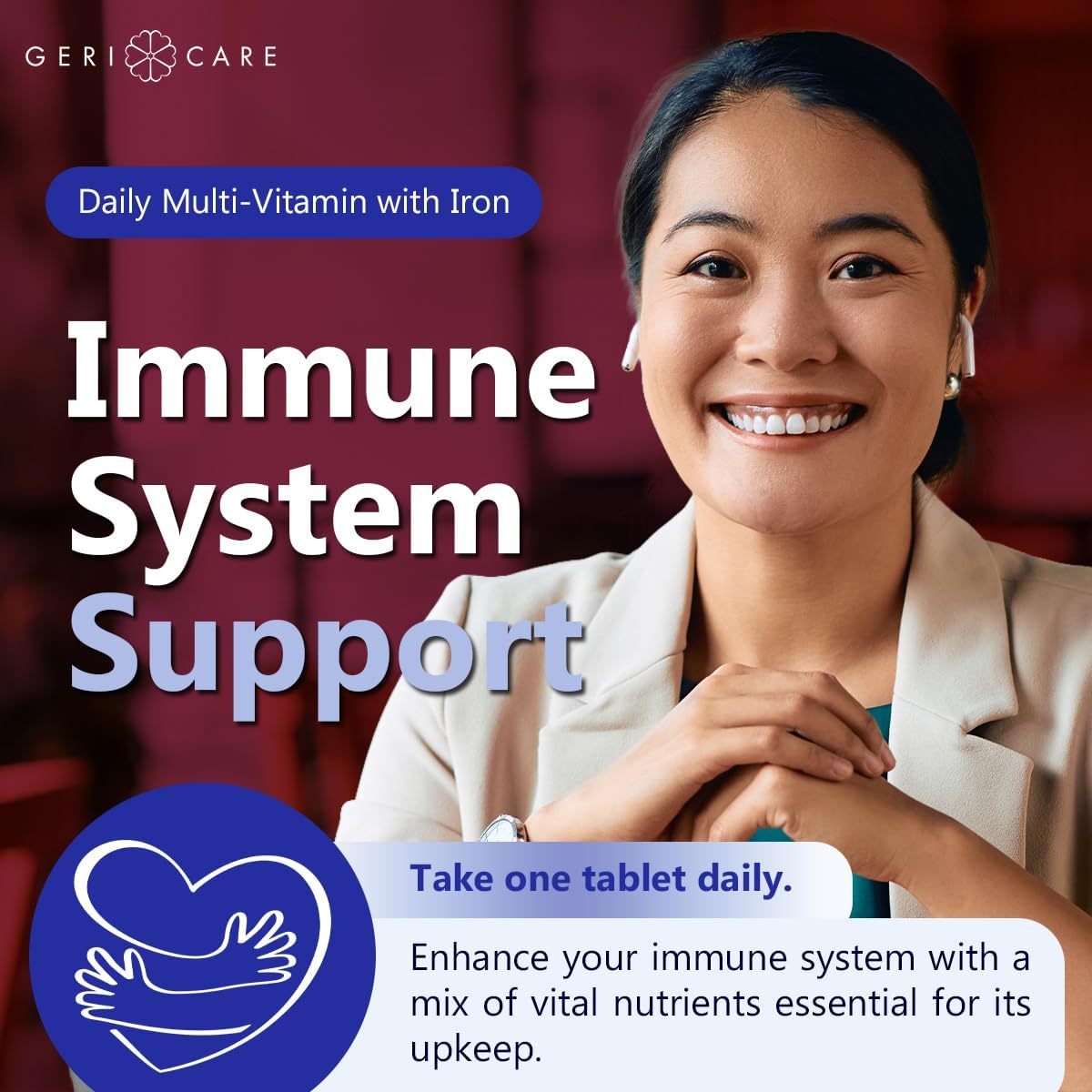GeriCare One-Daily Multivitamin with Iron Tablets, 100 Count