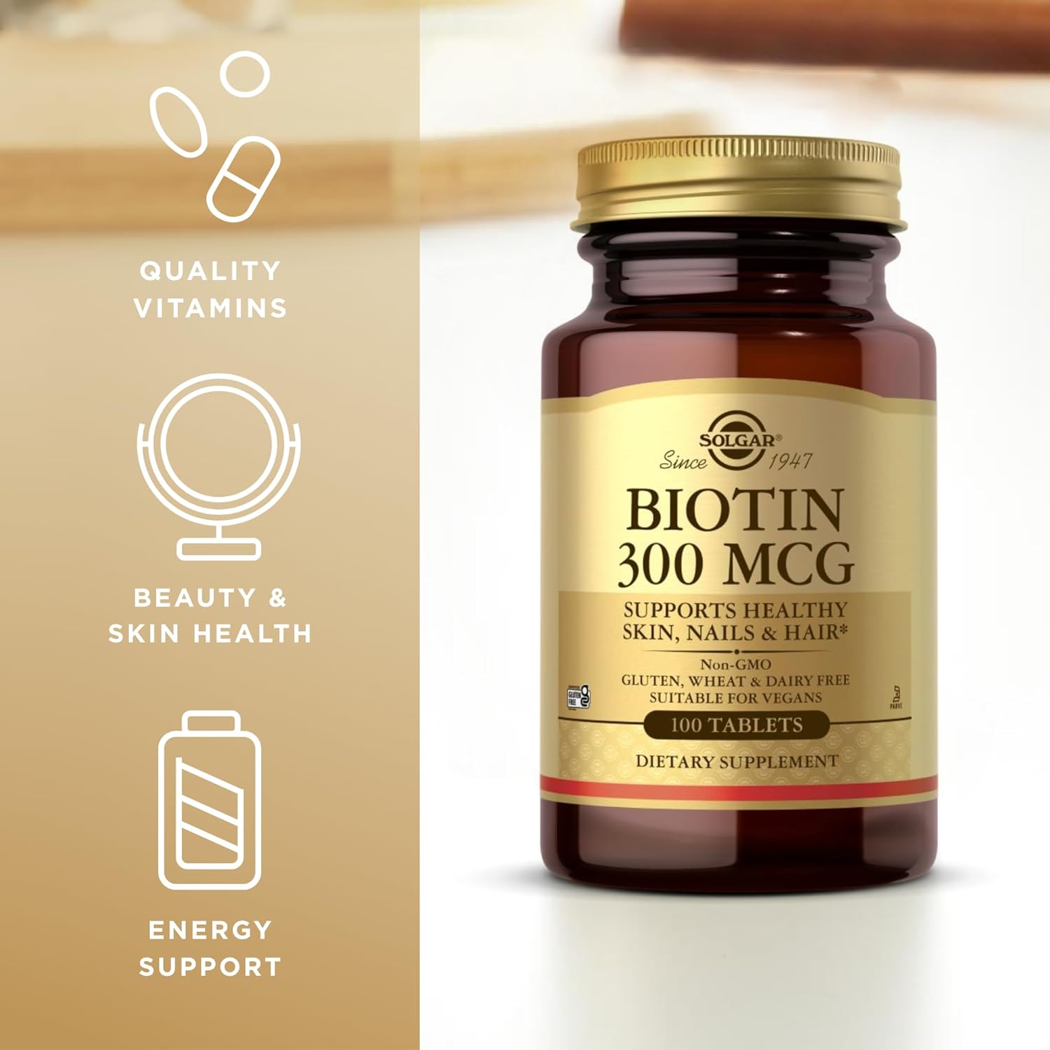Solgar Biotin 300 mcg, 100 Tablets