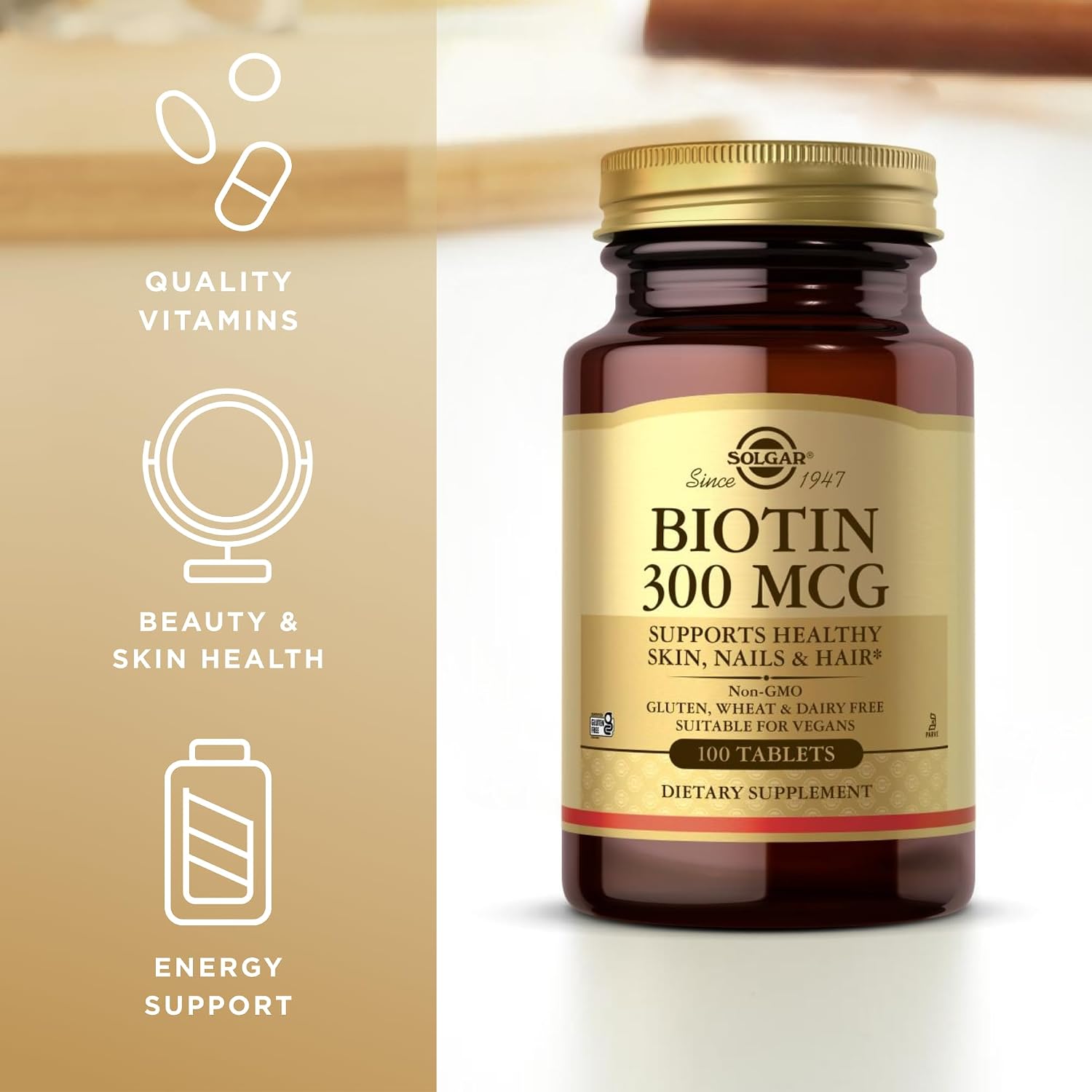 Solgar Biotin 300 mcg Tablets, Pack of 3