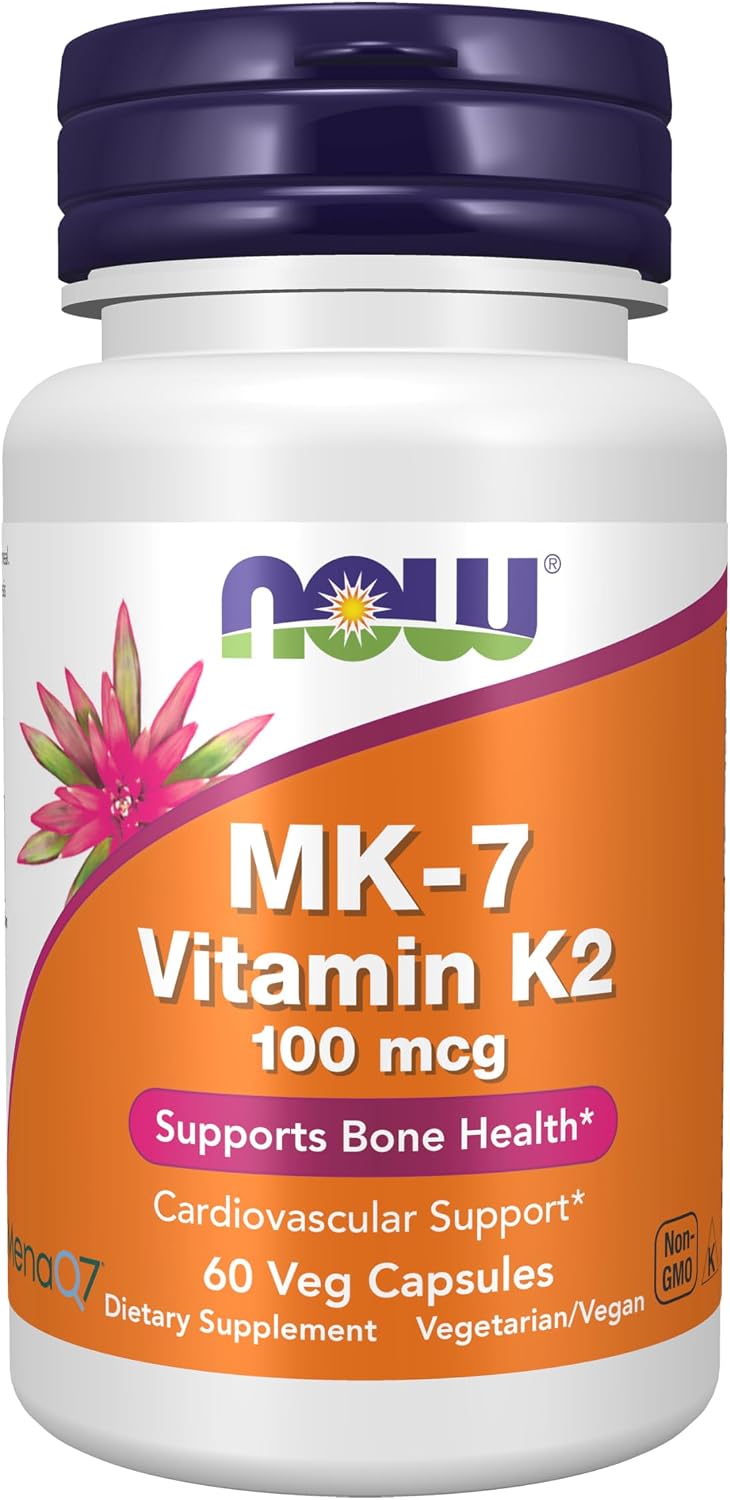 NOW Foods MK-7 Vitamin K-2 100 mcg, 60 Veg Capsules