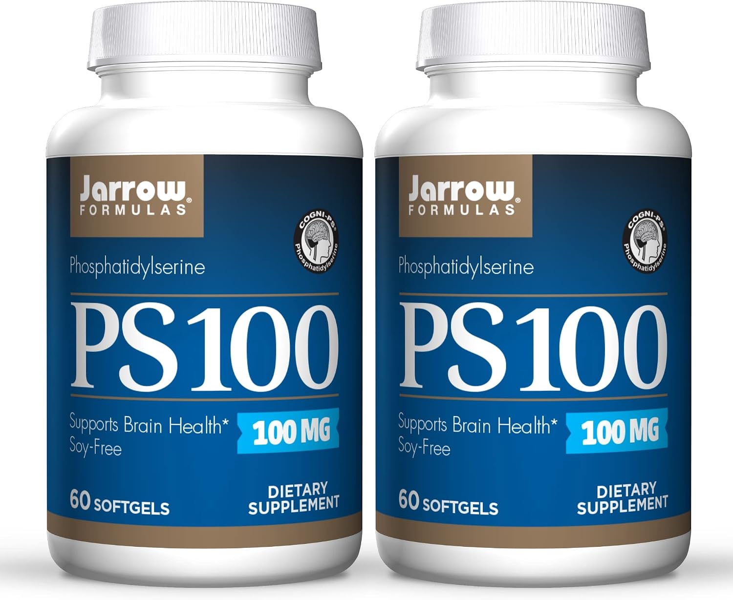 Jarrow Formulas PS 100 - Phosphatidylserine 100 mg - 60 Softgels (Pack of 2) - Soy-Free Brain Health Supplement
