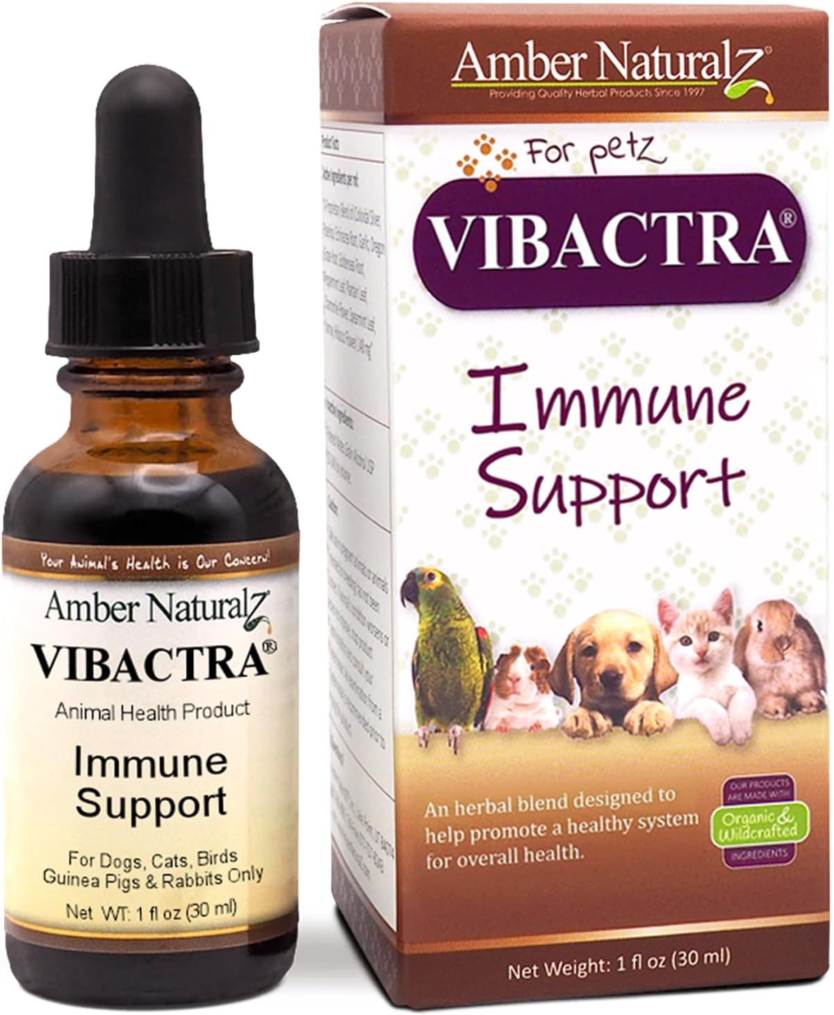 Amber NaturalZ Vibactra Immune Support Herbal Supplement for Pets - 30 ml - görsel 1