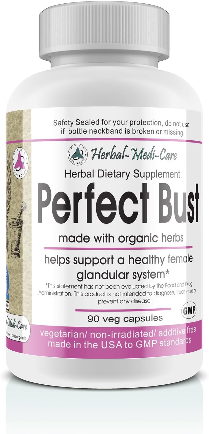 Herbal-Medi-Care Whole Food Perfect Bust (Breast Health) Vegetarian Capsules – 90 Count, Made with Organic Ingredients