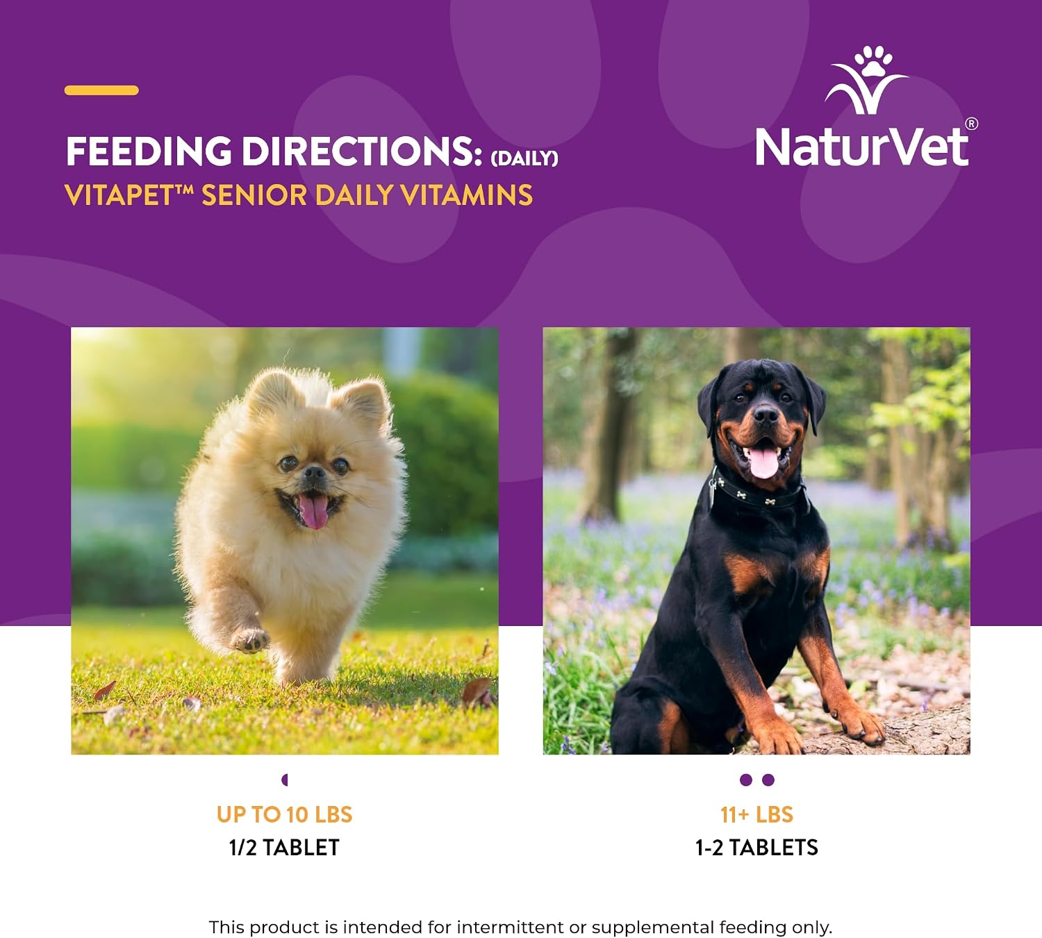 NaturVet VitaPet Senior Daily Vitamins Plus Glucosamine for Dogs - Chewable Multivitamin Supplement (180 Count)