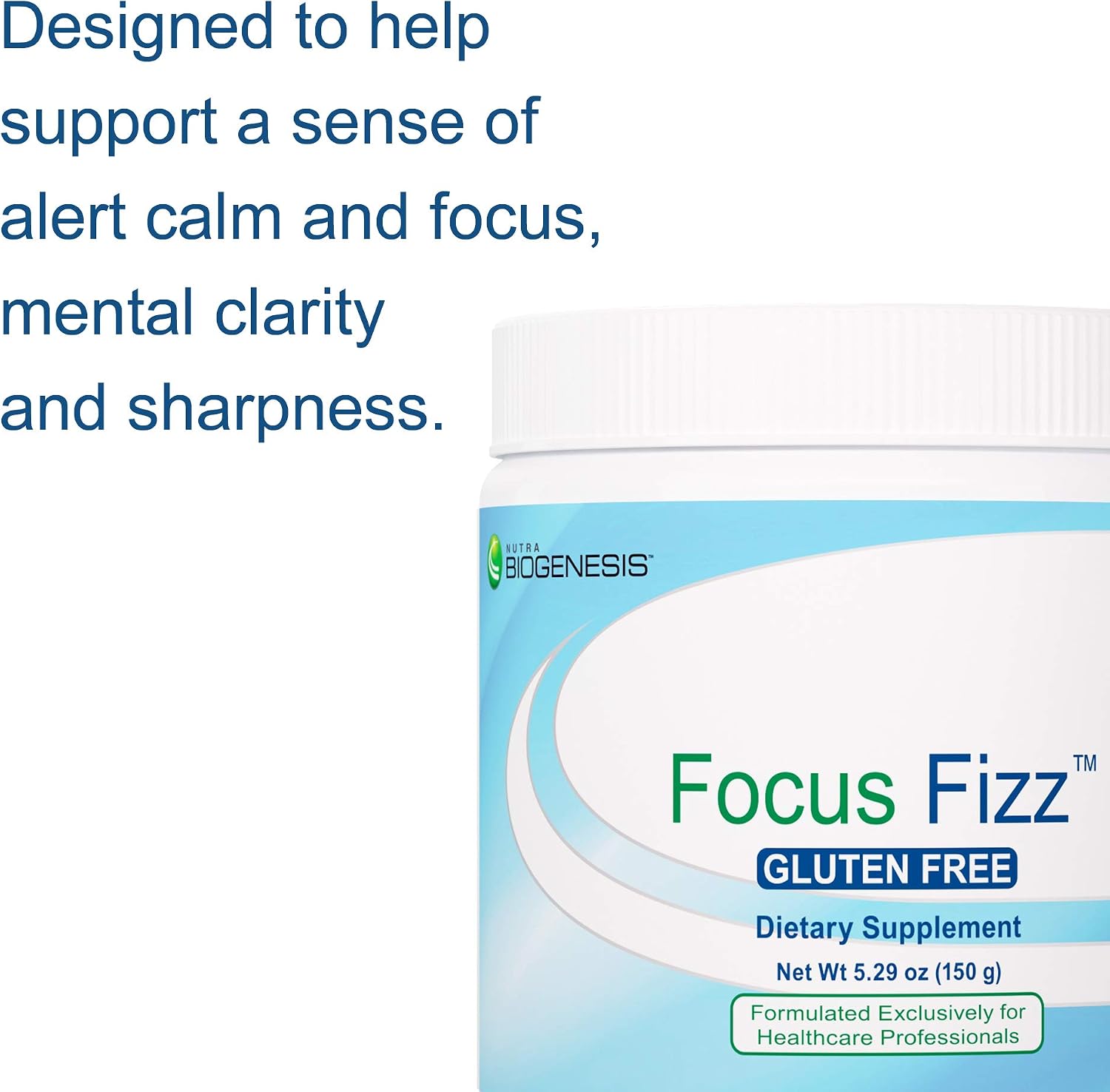 Nutra BioGenesis Focus Fizz – GABA L-Theanine Powder Supplement for Women and Men, 150 g