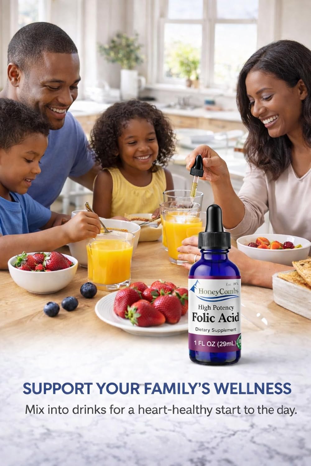 Vitamin B9 (Folic Acid) Liquid Drops – Alcohol-Free, Vegan, Gluten-Free