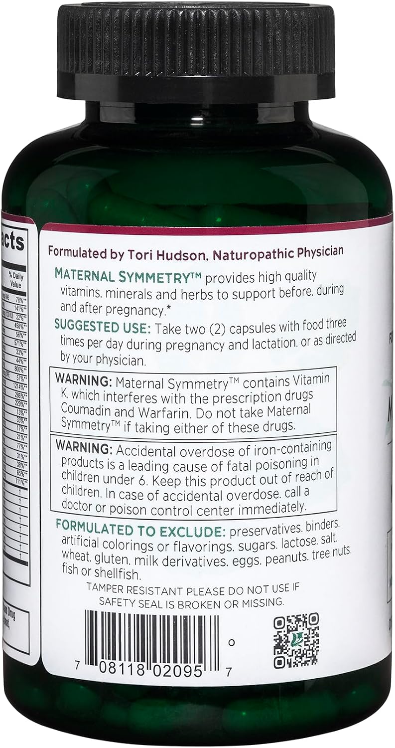 Vitanica Maternal Symmetry – Prenatal and Postnatal Multivitamin | Vegan, 180 Capsules