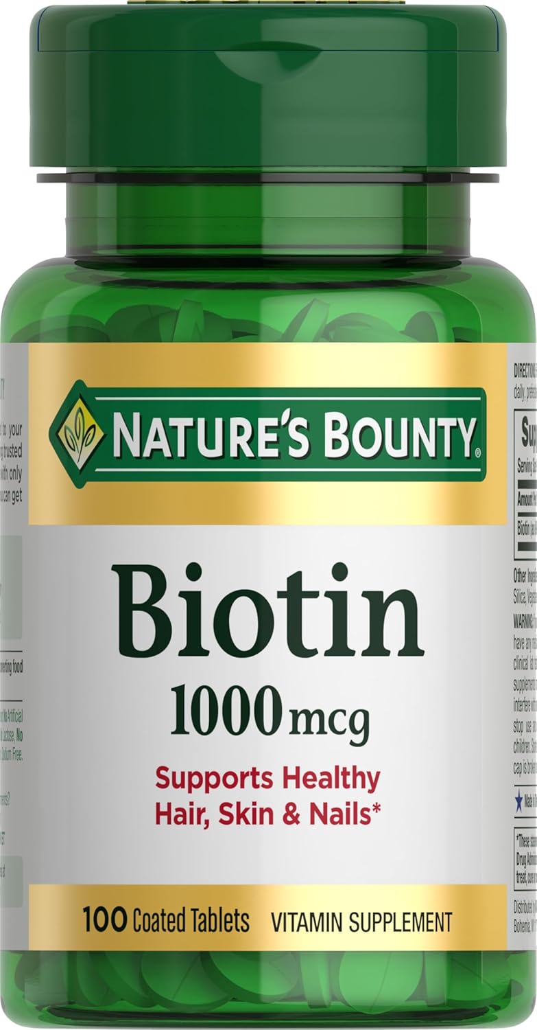 Nature's Bounty Biotin 1000 mcg Tablets, Strawberry Flavour - 300 Count (Pack of 3)
