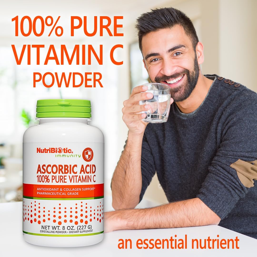 NutriBiotic Ascorbic Acid Vitamin C Powder, 16 oz - Pharmaceutical Grade L-Ascorbic Acid