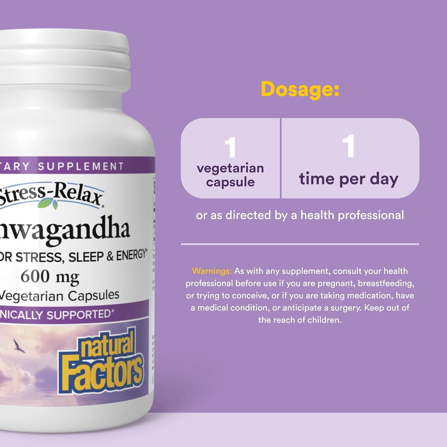 Stress-Relax KSM-66 Ashwagandha 600 mg - 60 Vegan Capsules