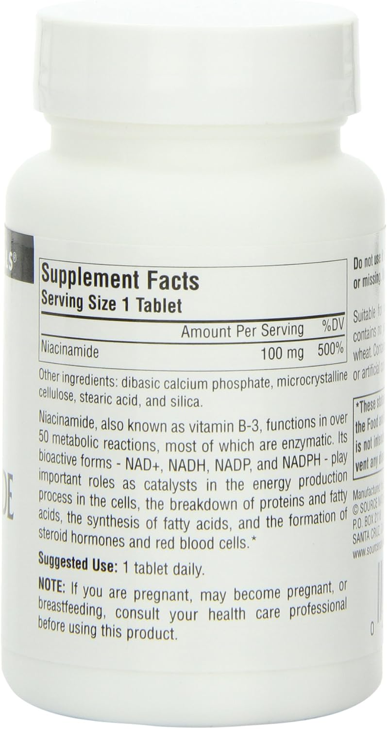 Source Naturals Niacinamide Vitamin B-3 100mg - 250 Tablets (Pack of 3)