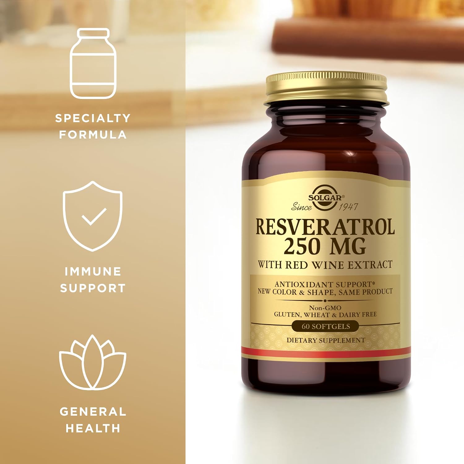 Solgar Resveratrol 250 mg, 60 Softgels