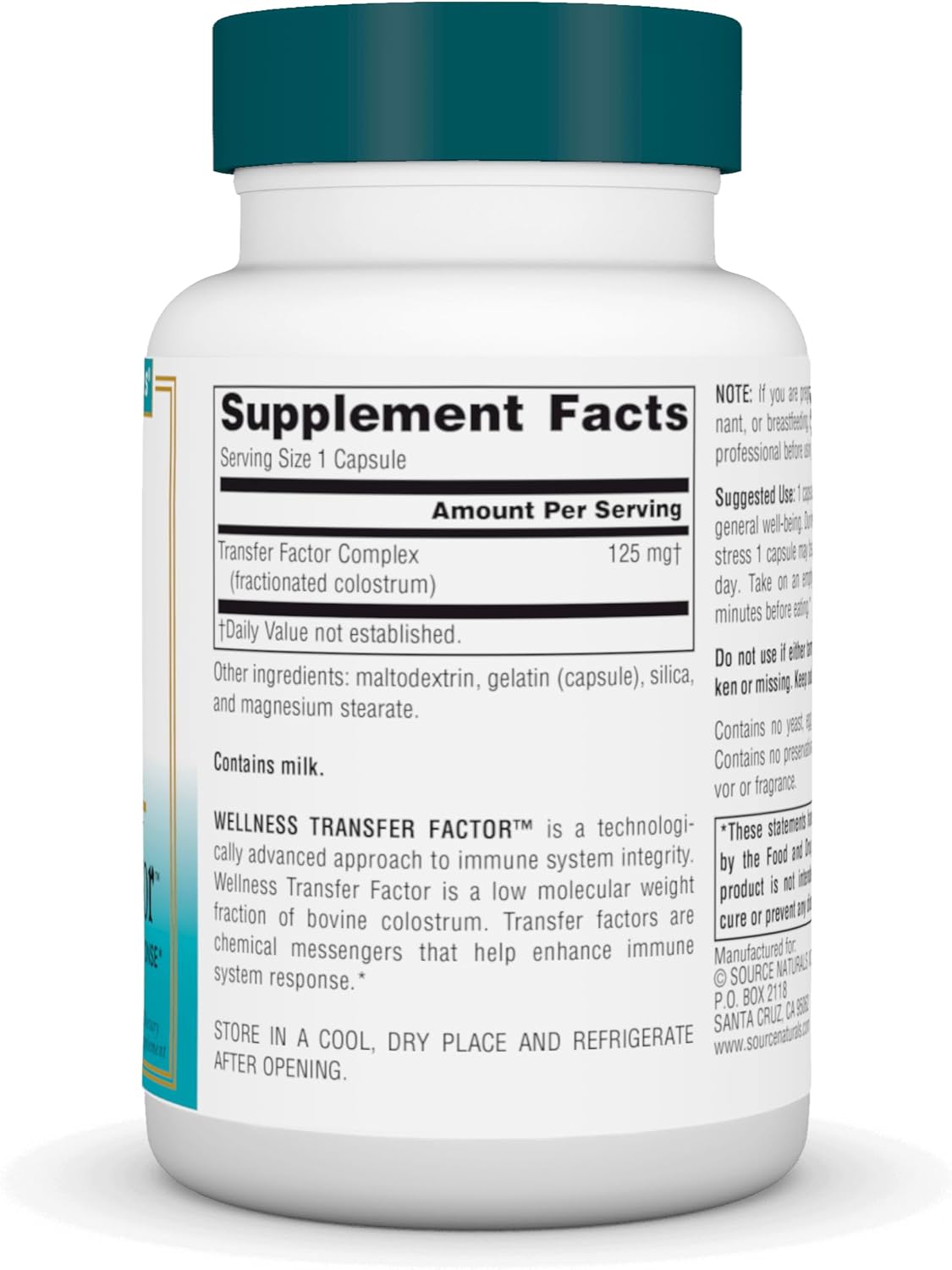 Source Naturals Wellness Transfer Factor - Immune Support Supplement, 125 mg, 60 Capsules