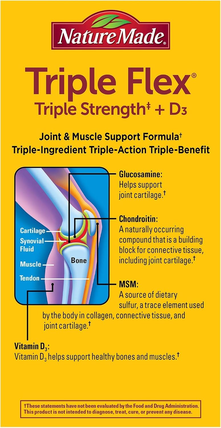 Nature Made TripleFlex Triple Strength Caplets with Vitamin D3, 120 Caplets