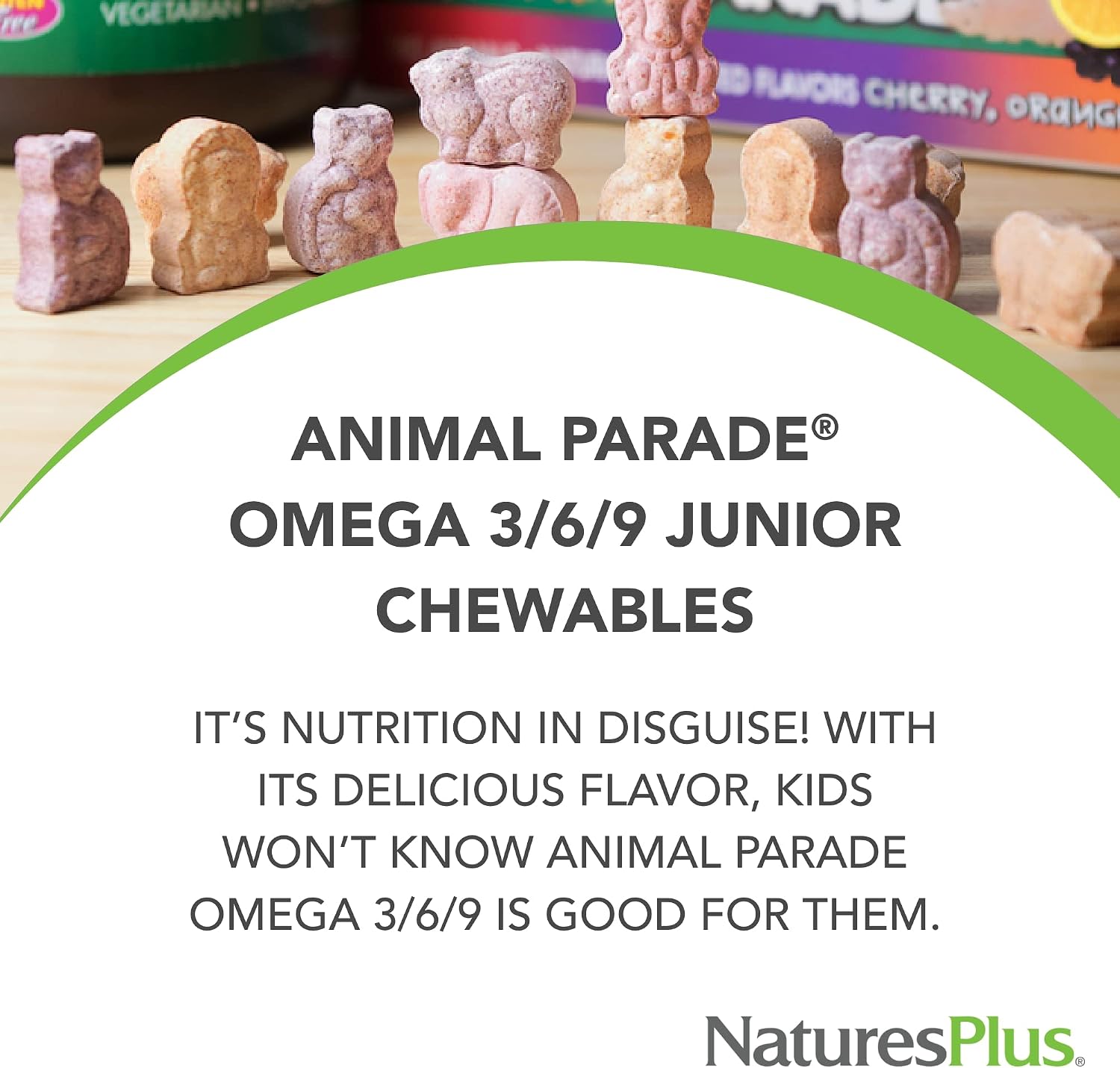 NaturesPlus Animal Parade Omega 3/6/9 Junior, Lemon Flavour - 90 Softgels