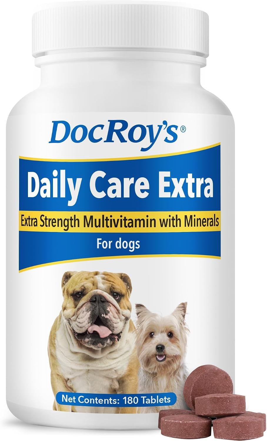 Doc Roy's Daily Care Extra Canine - Advanced Multivitamin Supplement for Dogs, 180 Tablets