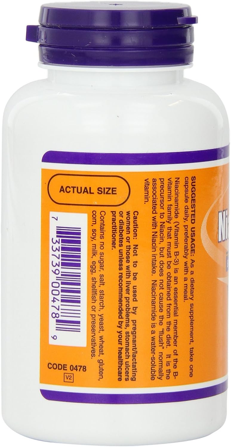 NOW Foods Niacinamide 500 mg, 100 Capsules (Pack of 2)