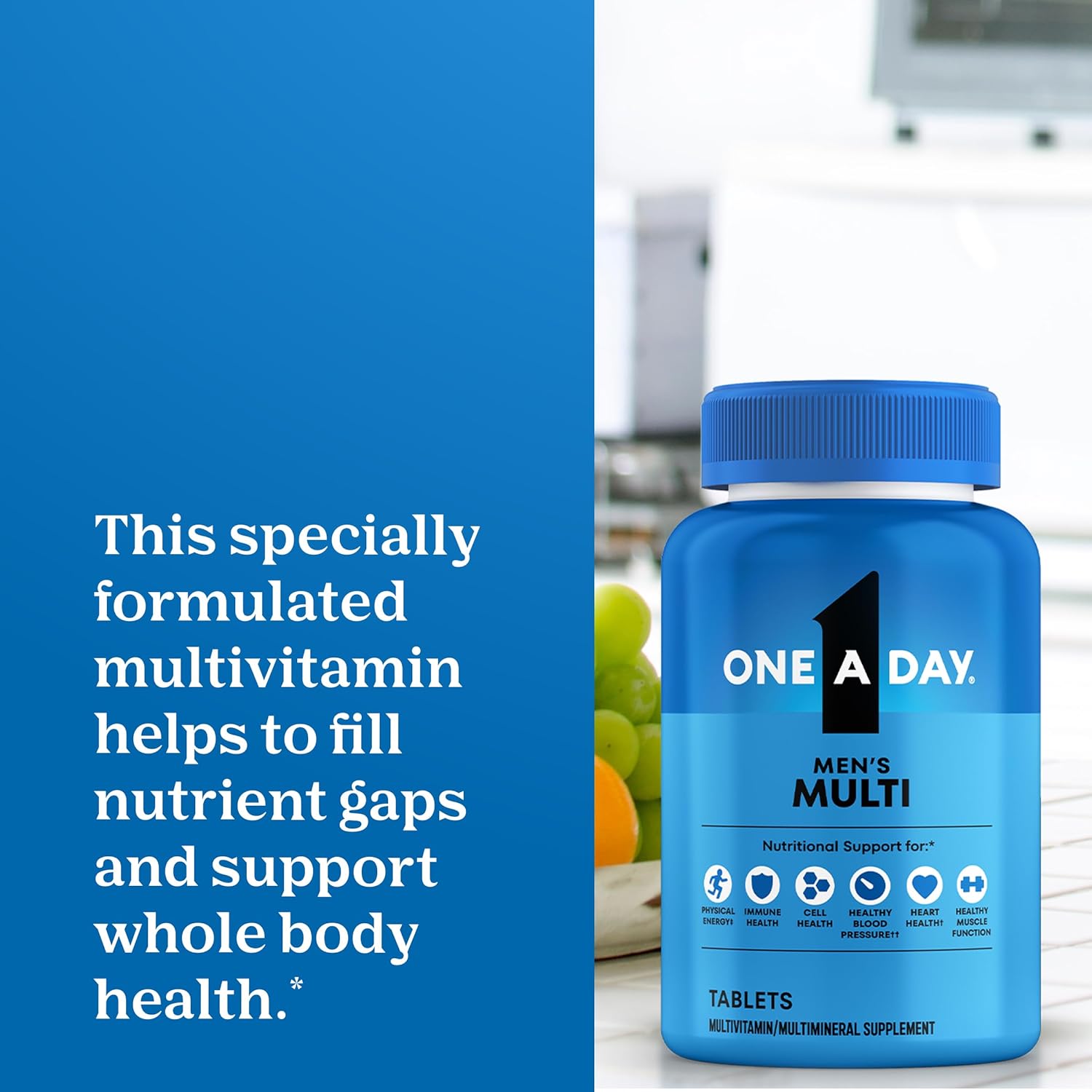 One A Day Multivitamin for Men - Daily Men's Multivitamin with Vitamin D, Zinc, Folic Acid, and B Vitamins, Physical Energy Support, 200 Tablets