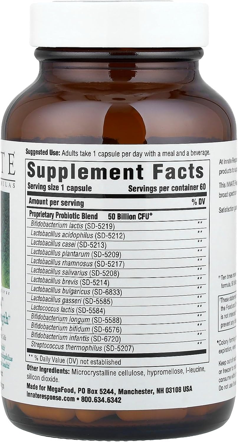 INNATE Response Formulas Flora 50-14 Clinical Strength Probiotics for Digestive Health - 50 Billion CFU, 60 Capsules