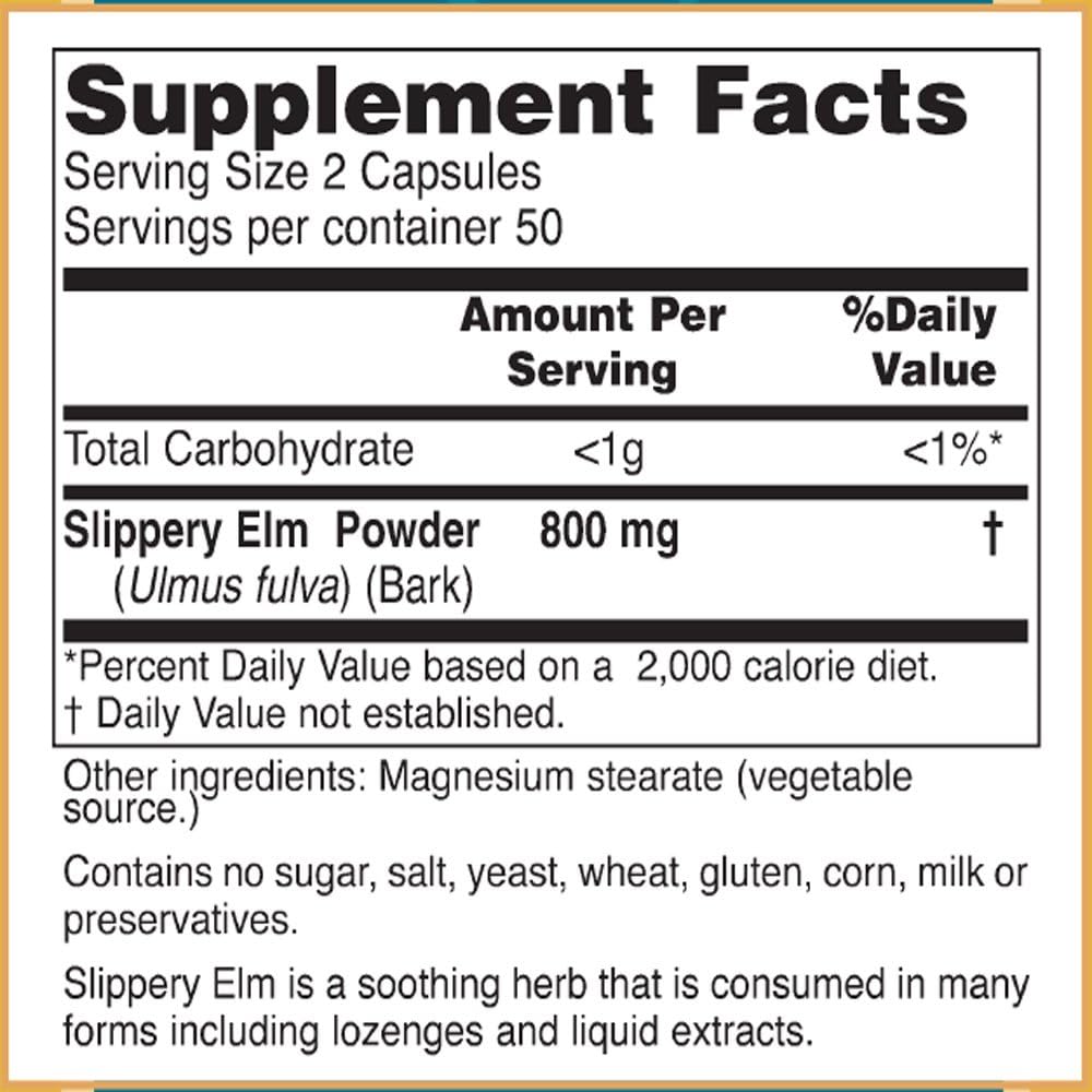 Baar Nature’s Blessing Slippery Elm Bark Capsules, 400 mg, 100 Capsules - görsel 3