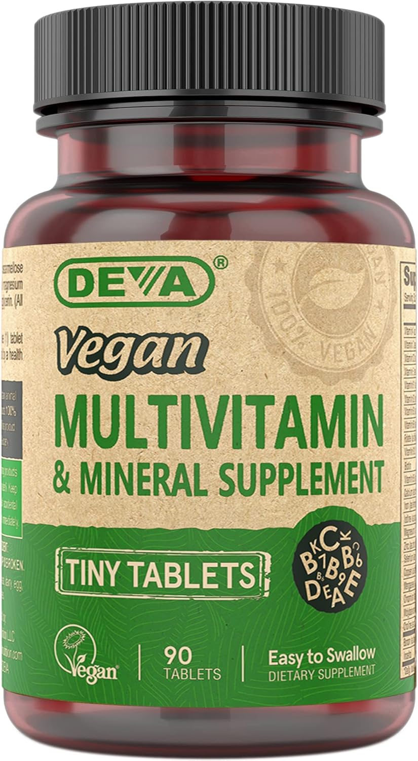 DEVA Vegan Multivitamin & Mineral Supplement – Tiny Tablets, 90 Tablets
