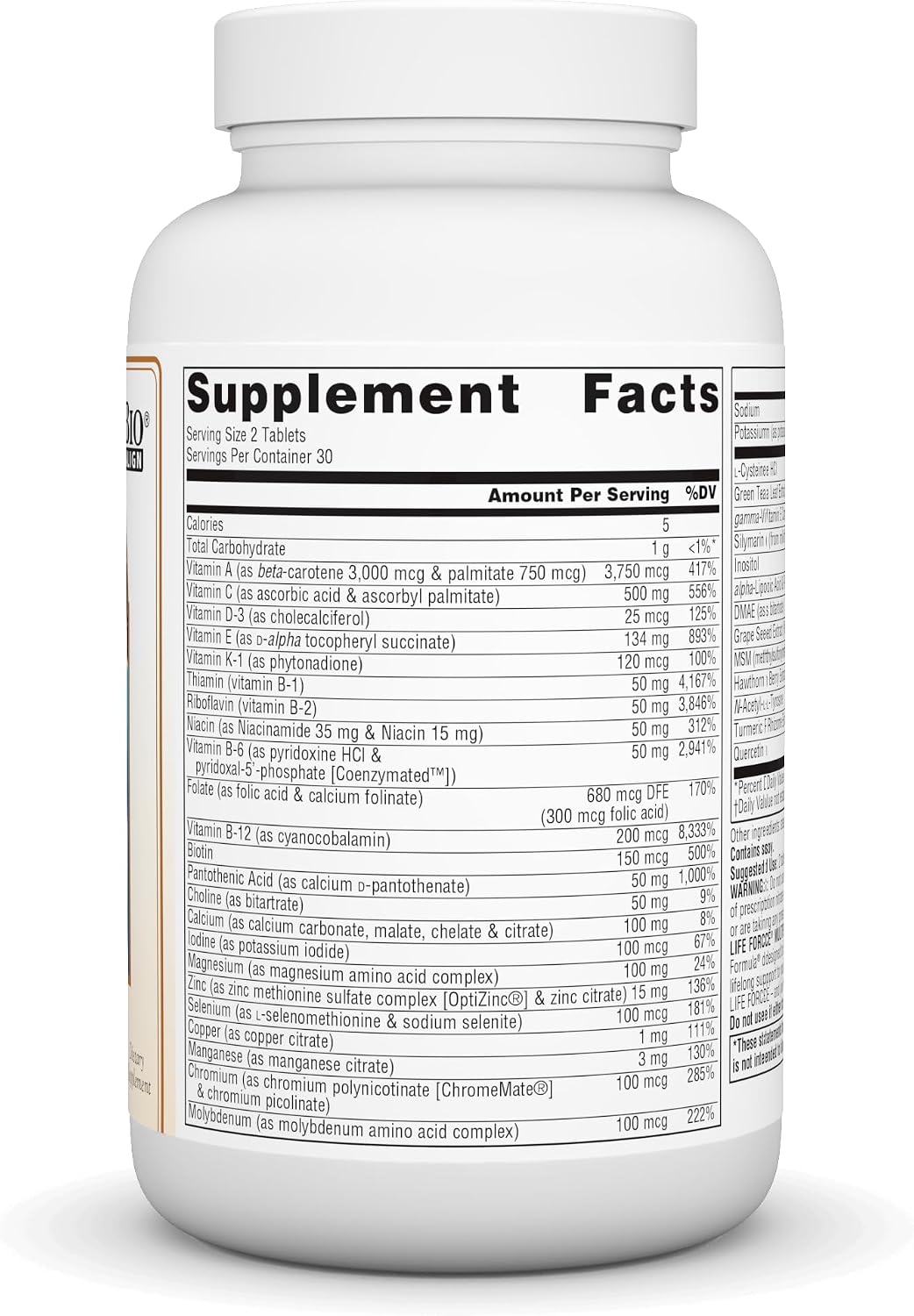 Source Naturals Life Force Multiple Iron-Free Multivitamin – High Potency Daily Supplement with Essential Nutrients, 60 Tablets
