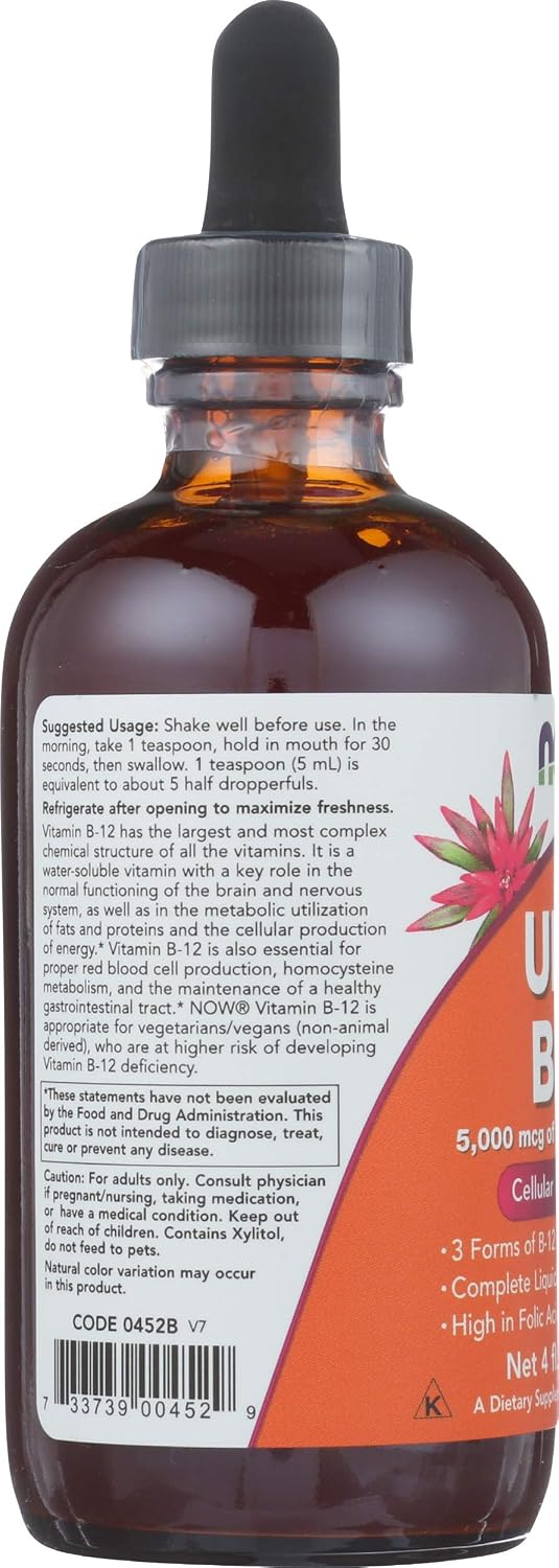 NOW Supplements, Ultra B-12 Liquid with Folic Acid, 118 ml