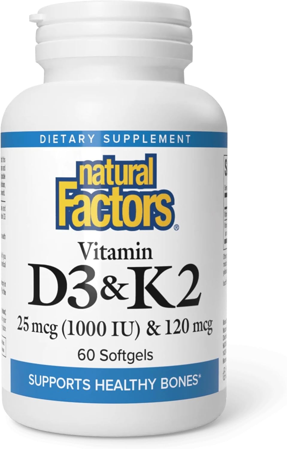 Natural Factors Vitamin D3 & K2 1000 IU / 120 mcg - 60 Softgels