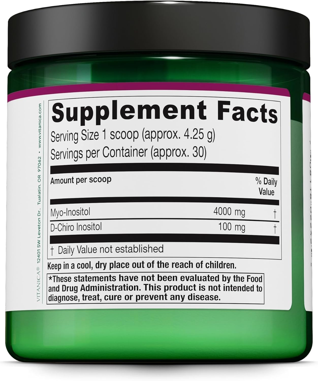 Vitanica Optinositol: Myo-Inositol & D-Chiro Inositol Powder, 4100 mg, 125 g (30-Day Supply)