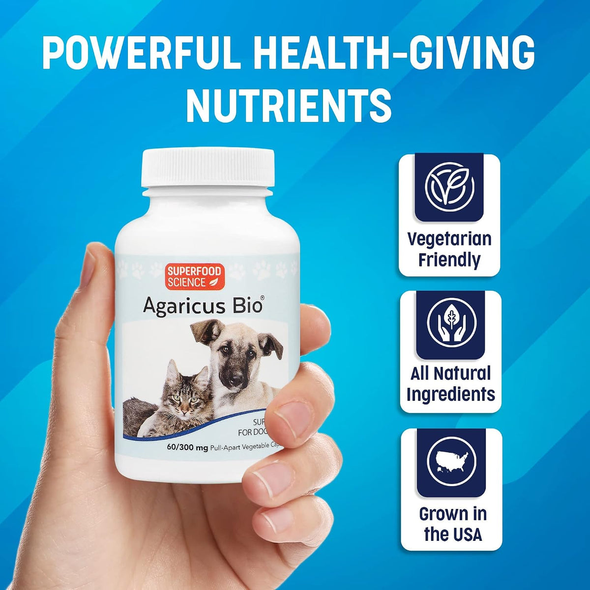 Agaricus Bio 300mg for Dogs and Cats – Beta Glucan Mushroom Pet Supplement, 60 Capsules - görsel 4