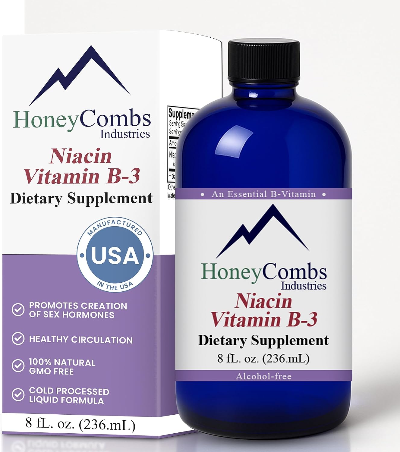 HoneyCombs Vitamin B3 Liquid Niacin Drops | Non-Flushing Niacinamide | 30 mL