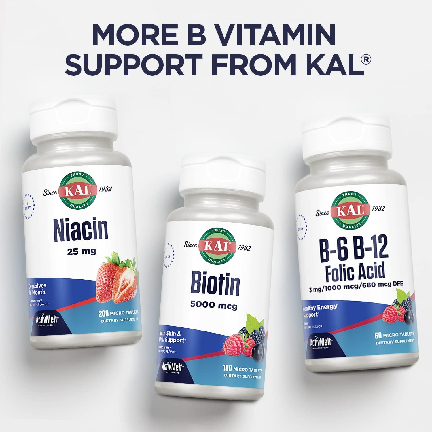 KAL Vitamin B12 1000mcg Sustained Release Tablets - Vegan, Energy Support, 100 Tablets