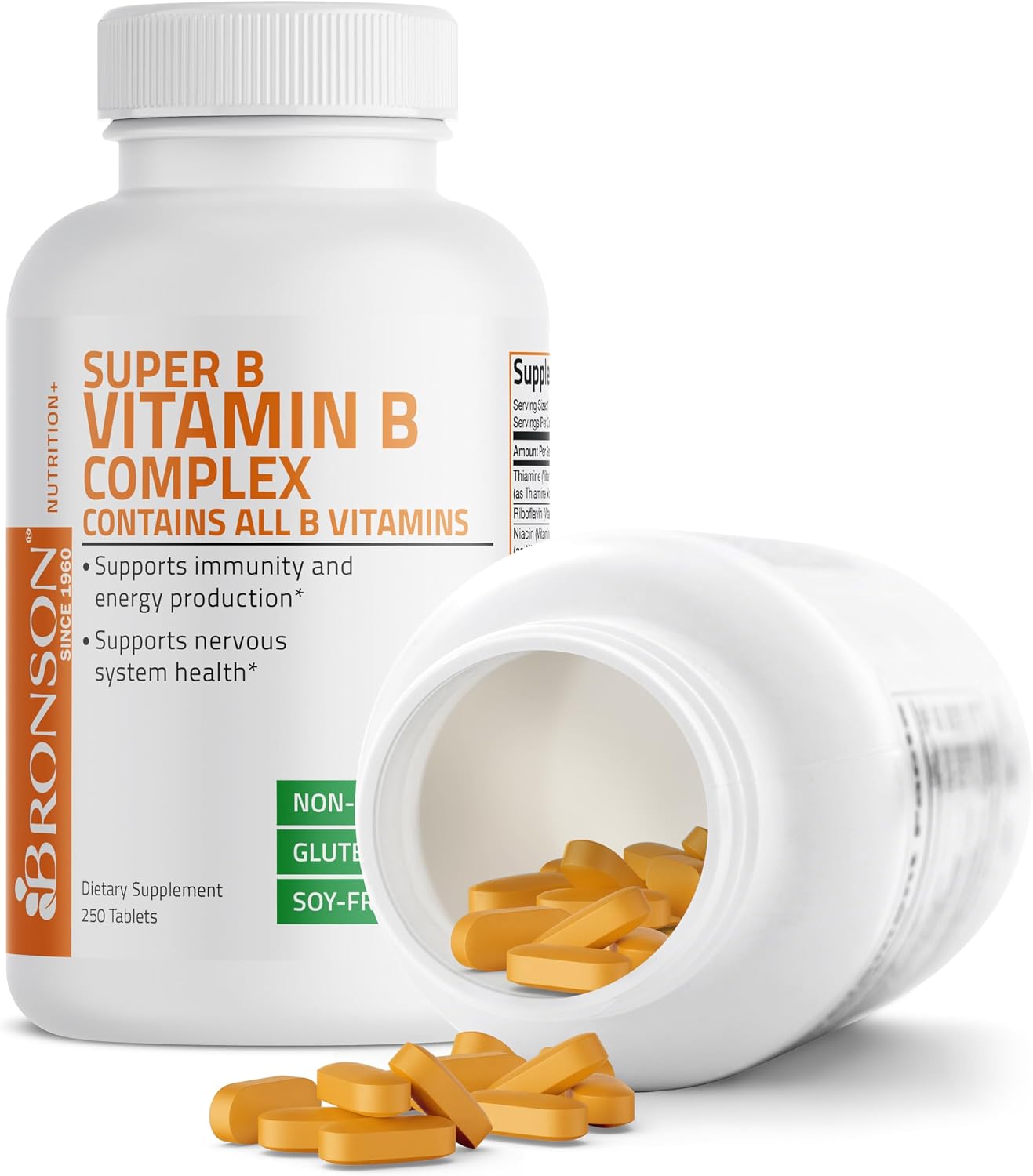 Bronson Vitamin B Complex – B1, B2, B3, B6, Folic Acid, B12 – 250 Tablets