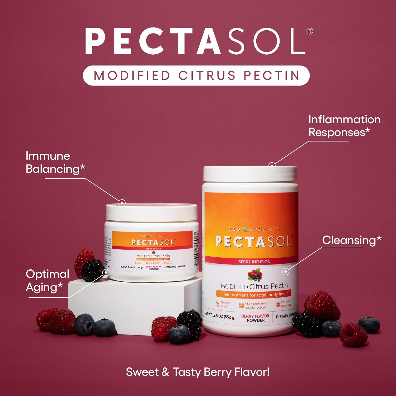 PectaSol Modified Citrus Pectin – Berry Powder, 551 g