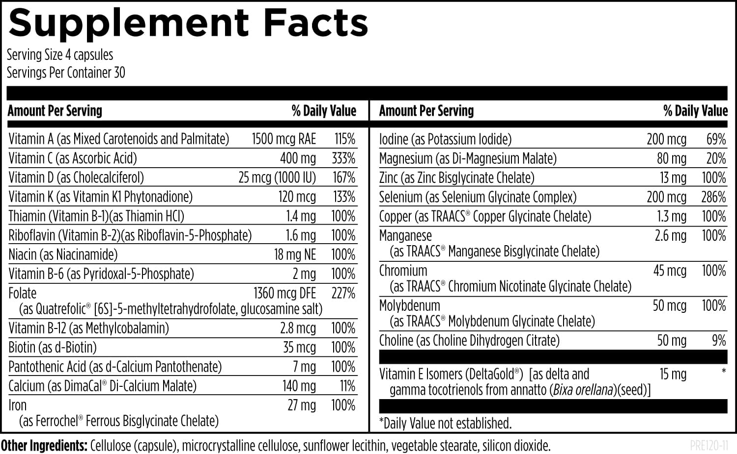 Designs for Health Prenatal Pro Methylated Multivitamin for Women (120 Capsules) - Canada