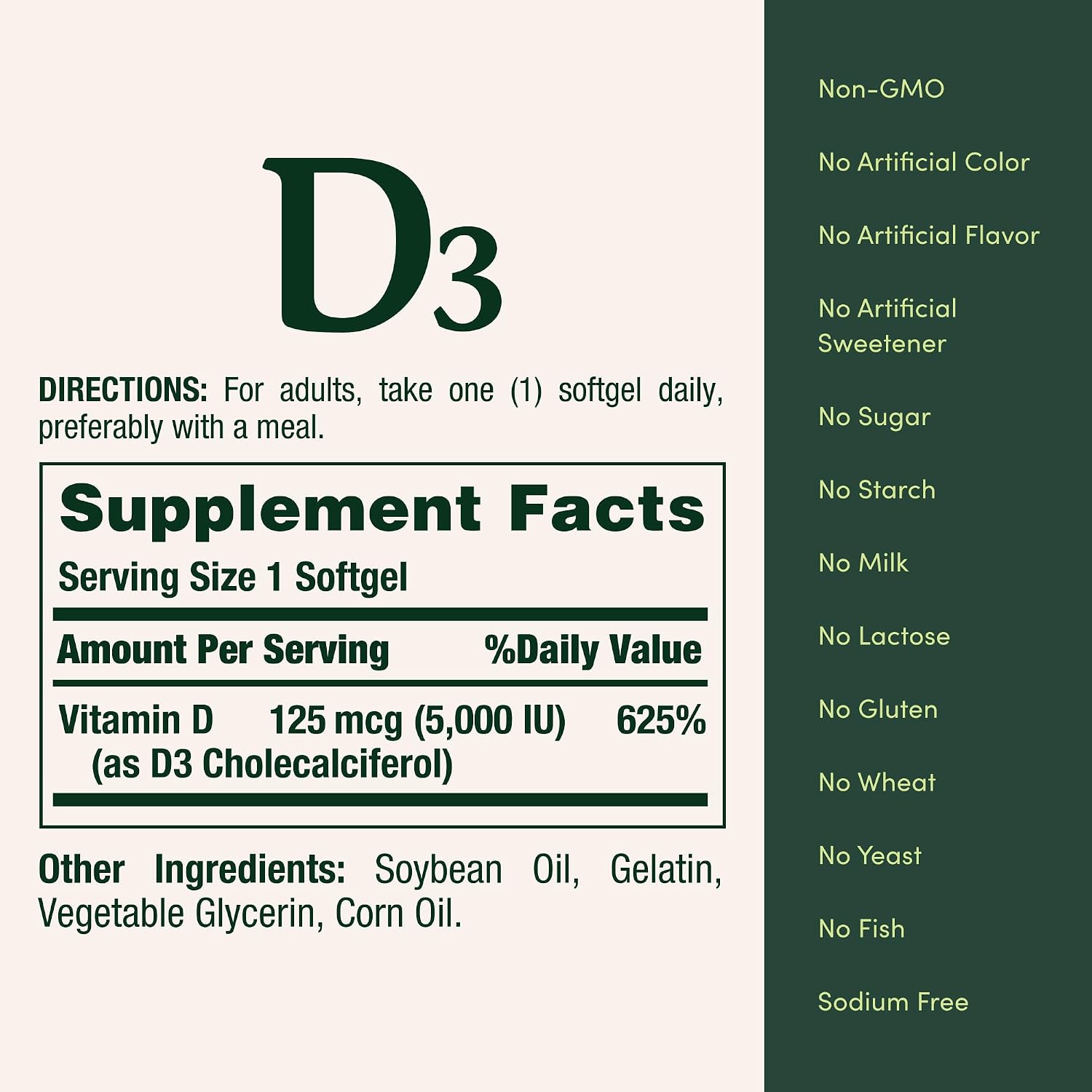 Nature's Bounty Vitamin D3 5000 IU Softgels, Rapid Release, Immune Support, 150 Ct