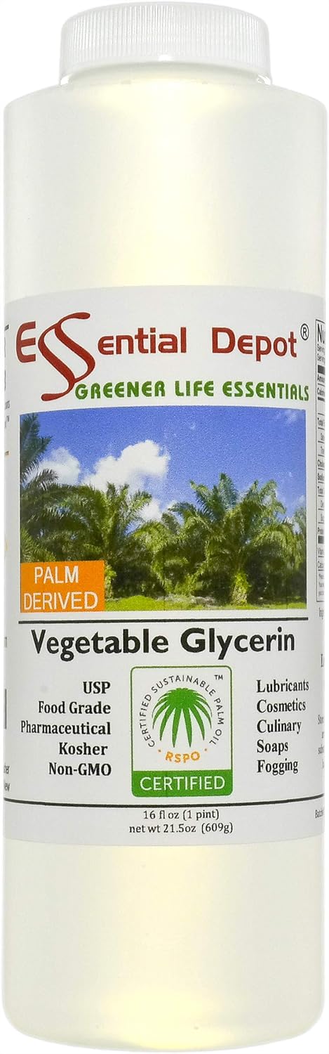 Vegetable Glycerin – 1 Pint (473 mL) – RSPO Sustainable Palm, Non-GMO, Kosher, USP Food Grade