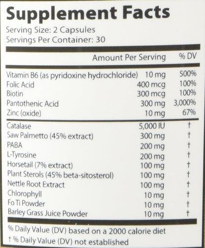 Anti-Gray 7050 Hair 60 Capsules - Hair Health Supplement with B Vitamins, Minerals & Herbs