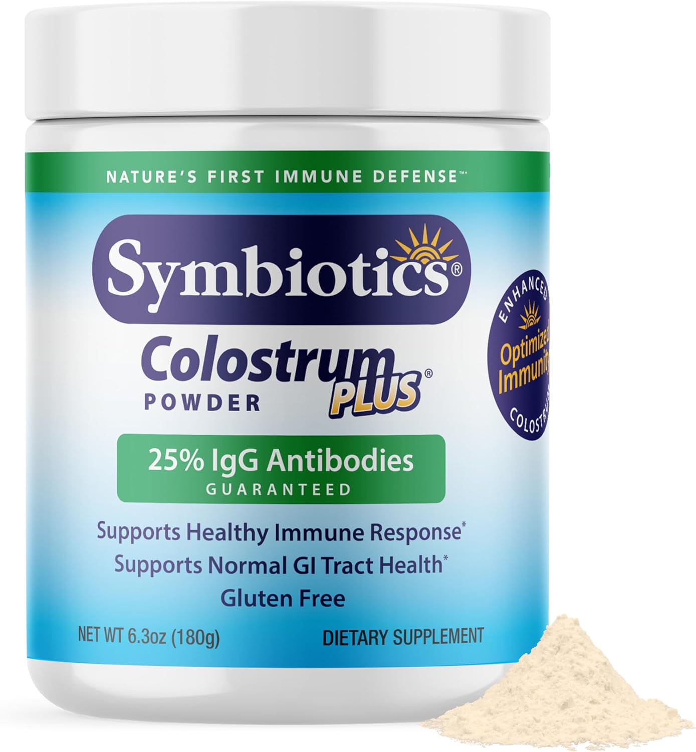 Symbiotics Colostrum Plus Powder – Immune & Muscle Recovery Support with 25% IgG Immunoglobulins, Unflavoured, Gluten-Free (179 g)