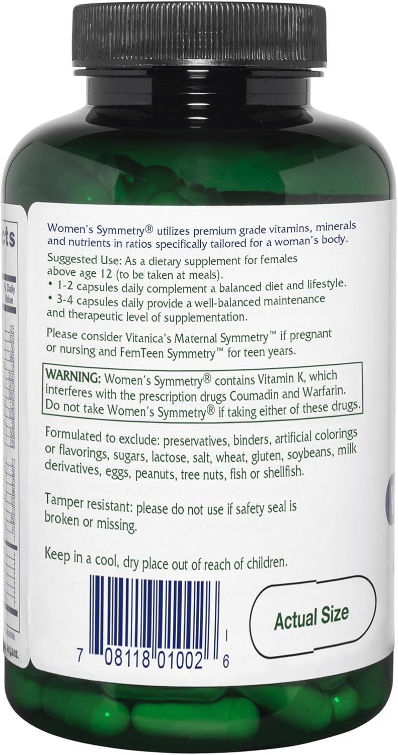 Vitanica Women's Symmetry - High Potency Multivitamin & Mineral, Vegan, 90 Capsules